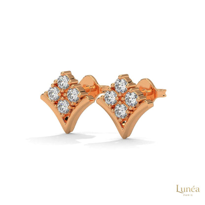 14K gold chevron cluster stud earrings featuring brilliant lab-grown diamonds in a modern V-shaped silhouette.