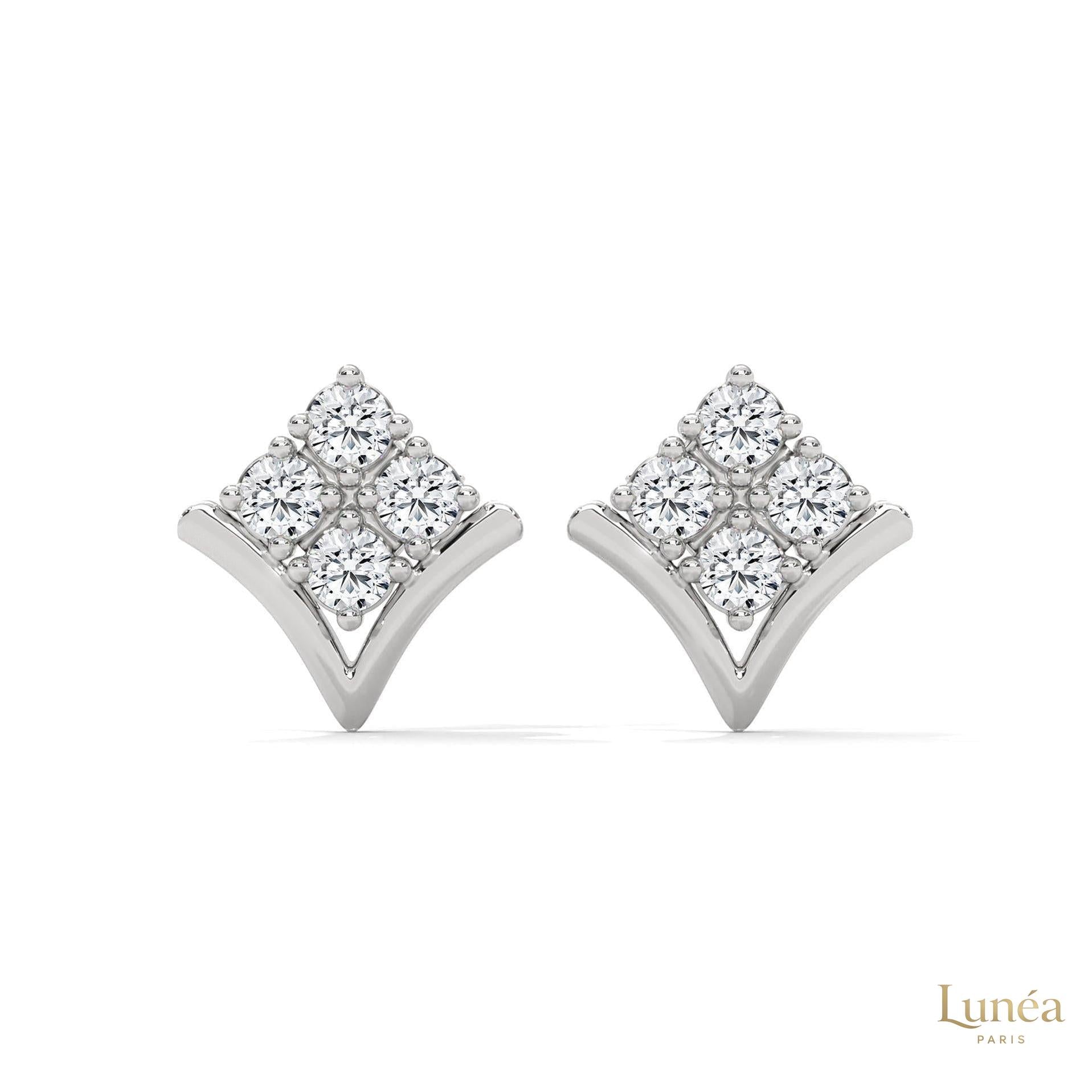0.25 CT. Chevron Diamond Cluster Studs