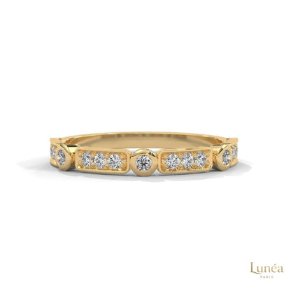 0.25 Ct. Bezel & Pavé Lab Diamond Band Ring