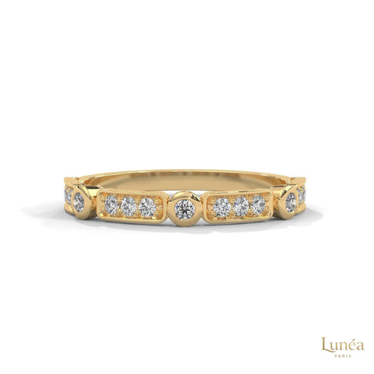 0.25 Ct. Bezel & Pavé Lab Diamond Band Ring