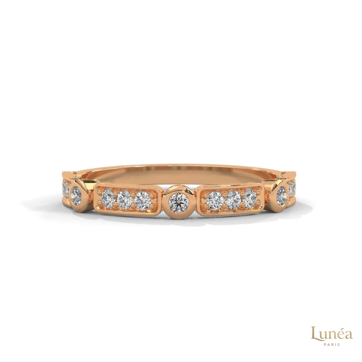 0.25 Ct. Bezel & Pavé Lab Diamond Band Ring