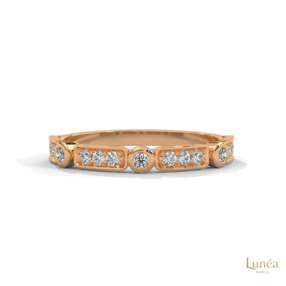 0.25 Ct. Bezel & Pavé Lab Diamond Band Ring