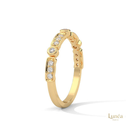 0.25 Ct. Bezel & Pavé Lab Diamond Band Ring