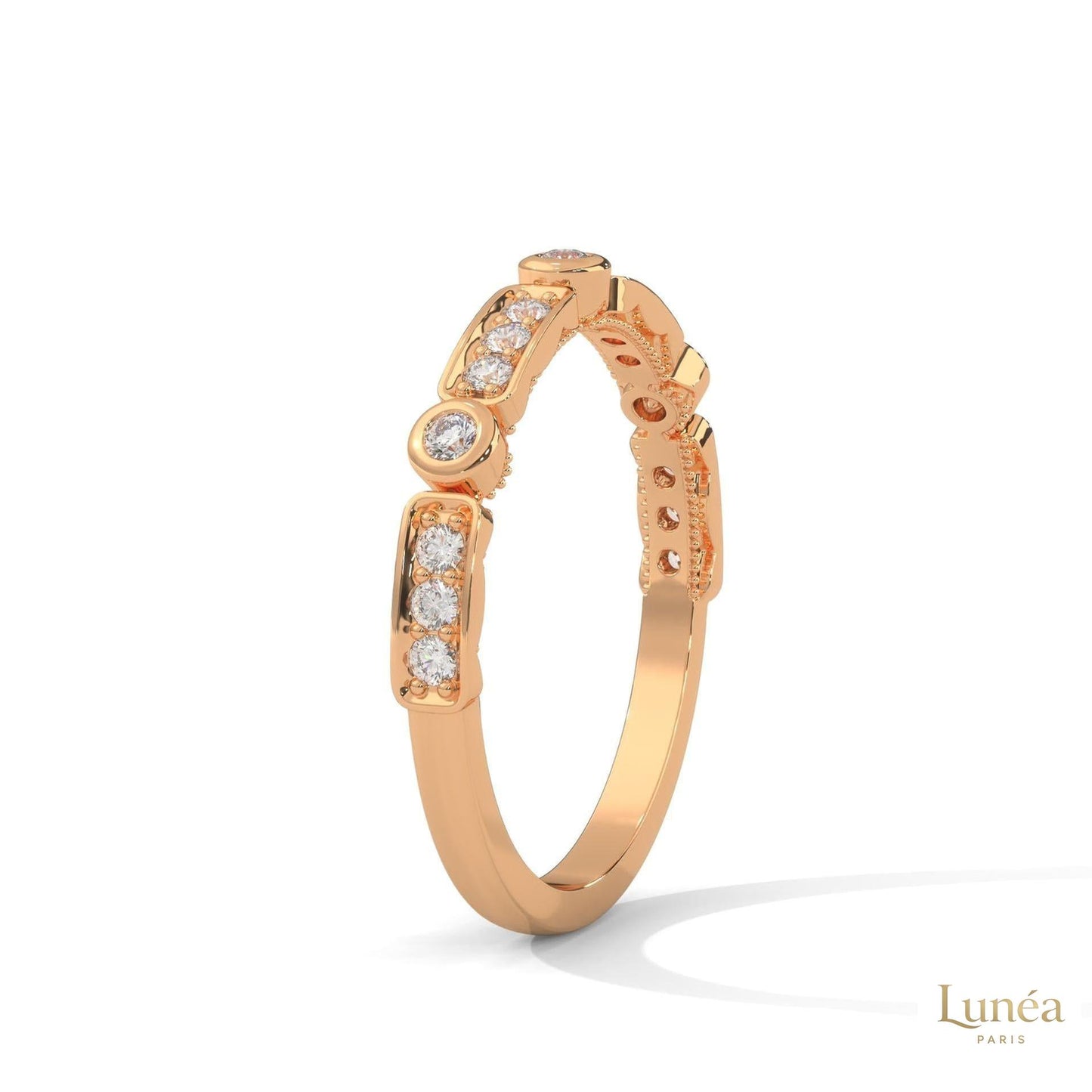 0.25 Ct. Bezel & Pavé Lab Diamond Band Ring
