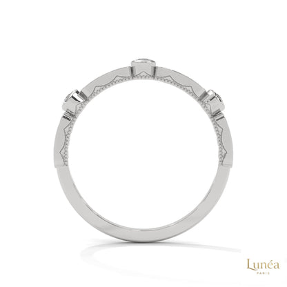 0.25 Ct. Bezel & Pavé Lab Diamond Band Ring