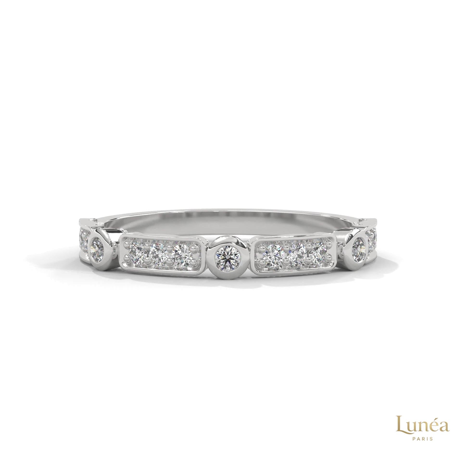 0.25 Ct. Bezel & Pavé Lab Diamond Band Ring