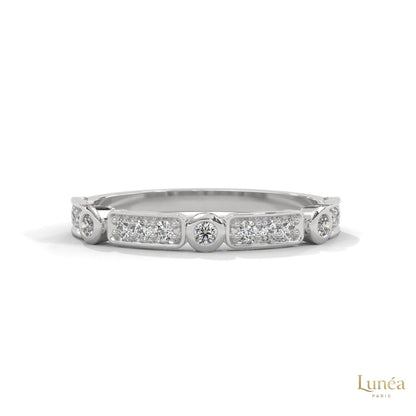0.25 Ct. Bezel & Pavé Lab Diamond Band Ring