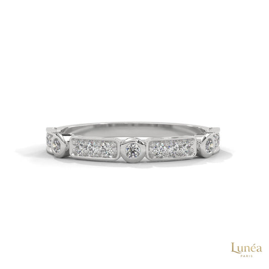 0.25 Ct. Bezel & Pavé Lab Diamond Band Ring