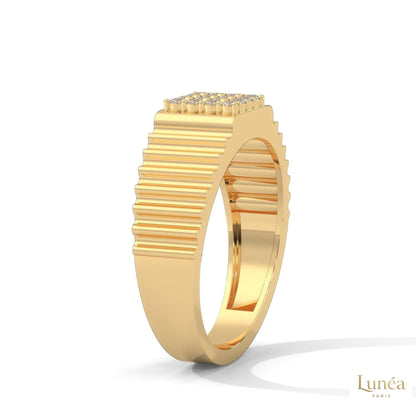 0.25 Ct. Men's Lab Diamond Ring – Ribbed Band
