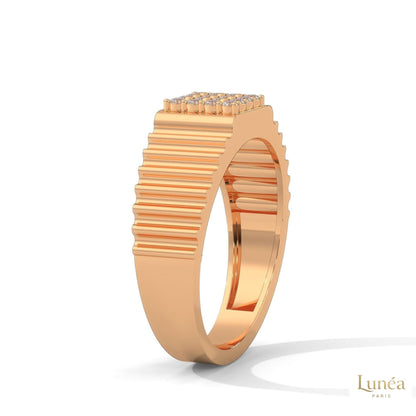 0.25 Ct. Men's Lab Diamond Ring – Ribbed Band