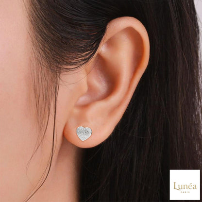0.30ct heart-shaped stud earrings featuring a pavé cluster of round lab-grown diamonds set in polished 14K gold.