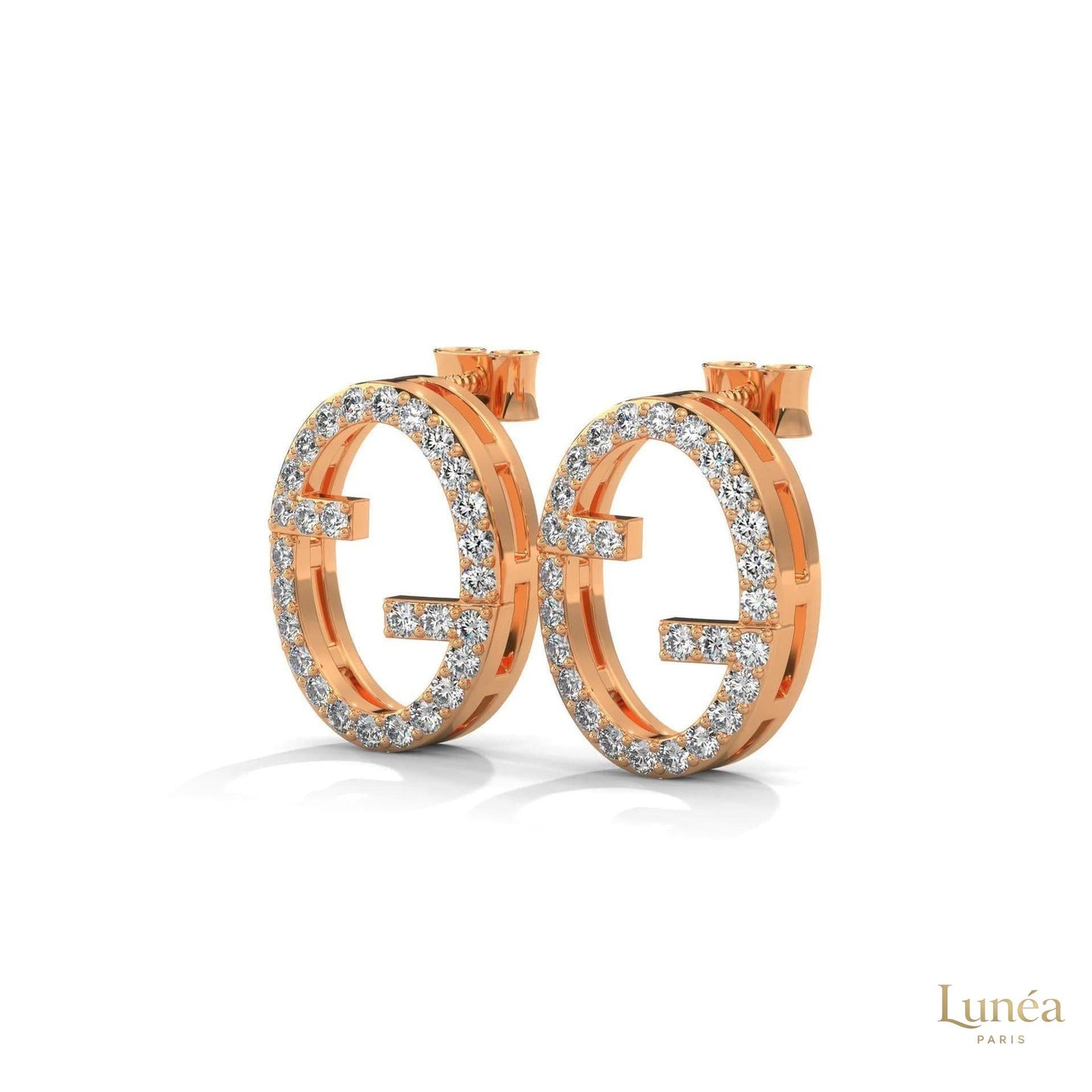 0.30 CT. Diamond Oval Logo Stud Earrings