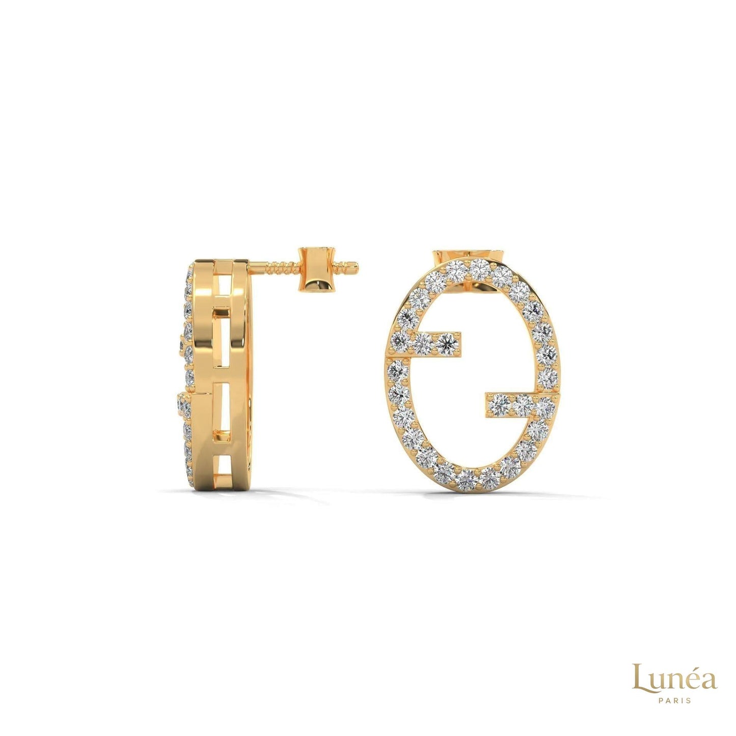 0.30 CT. Diamond Oval Logo Stud Earrings