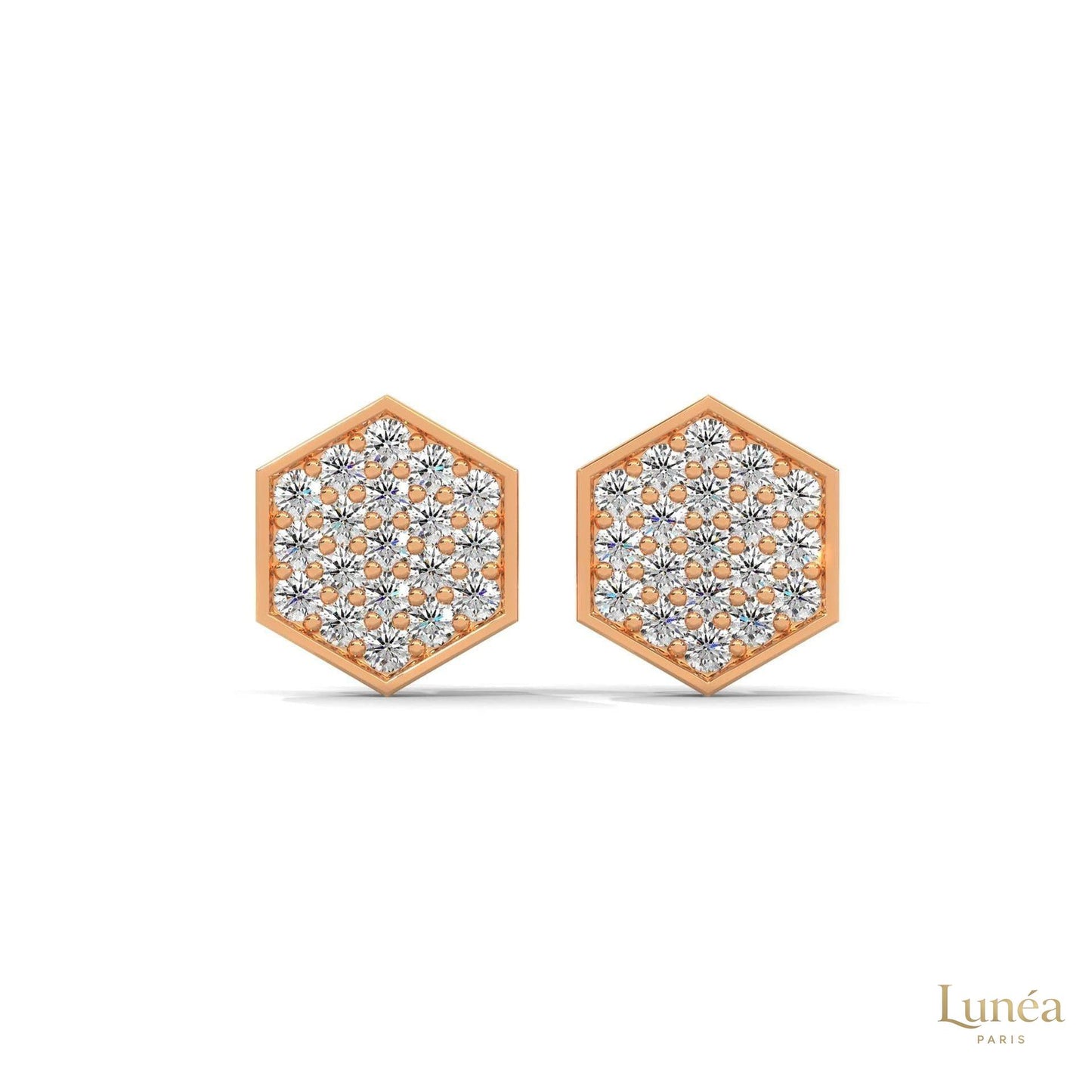 0.30 CT. Hexagon Pavé Diamond Stud Earrings