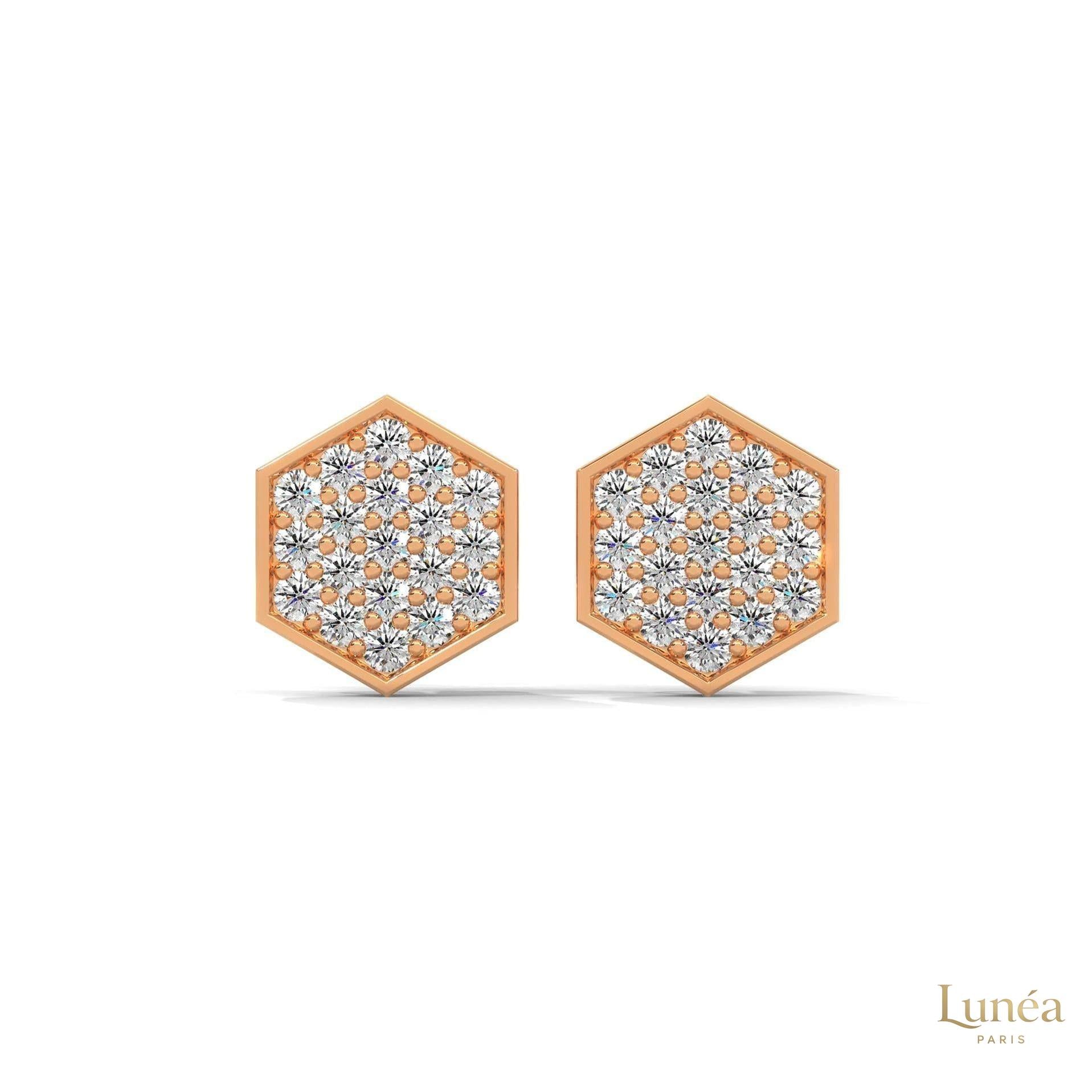0.30 CT. Hexagon Pavé Diamond Stud Earrings