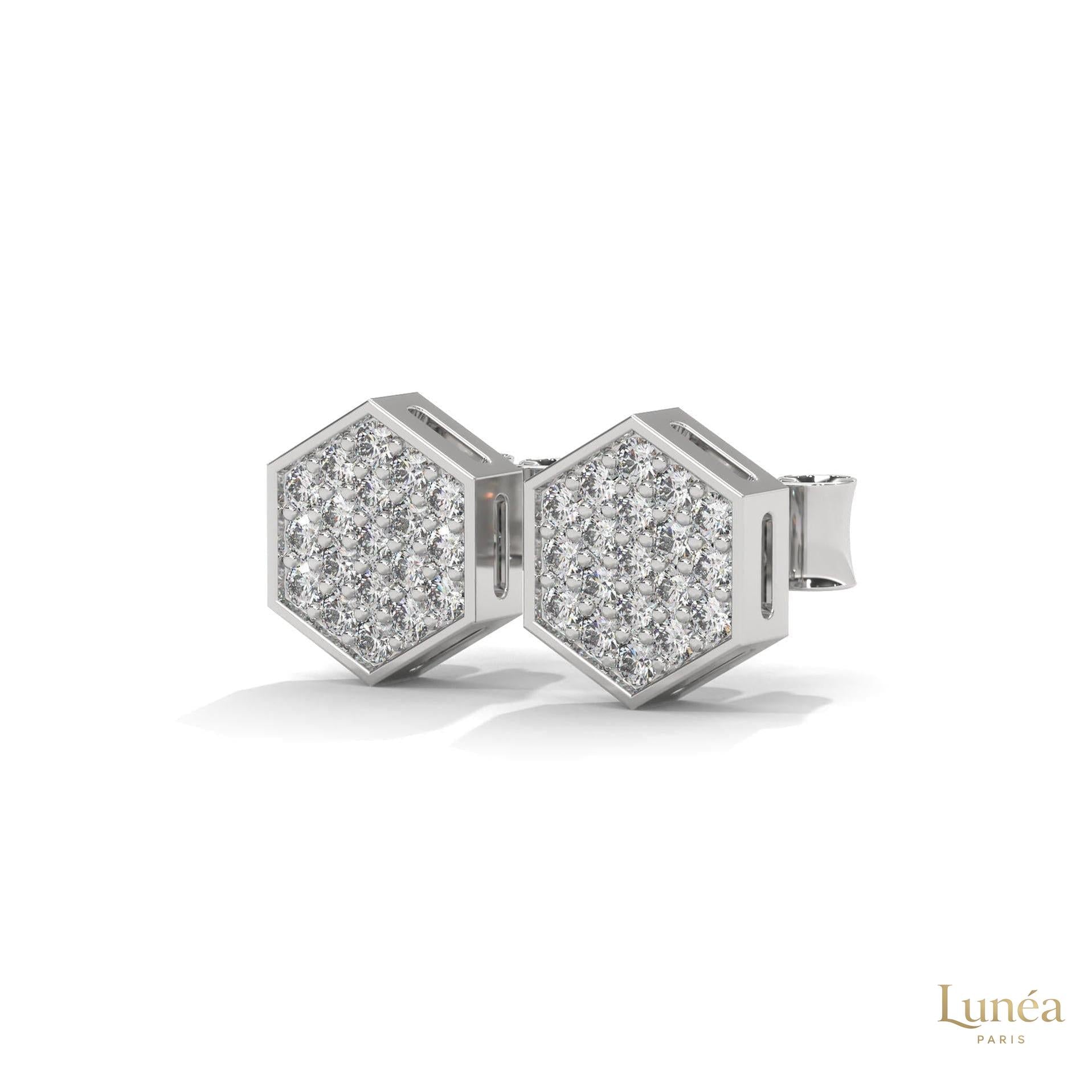 0.30 CT. Hexagon Pavé Diamond Stud Earrings