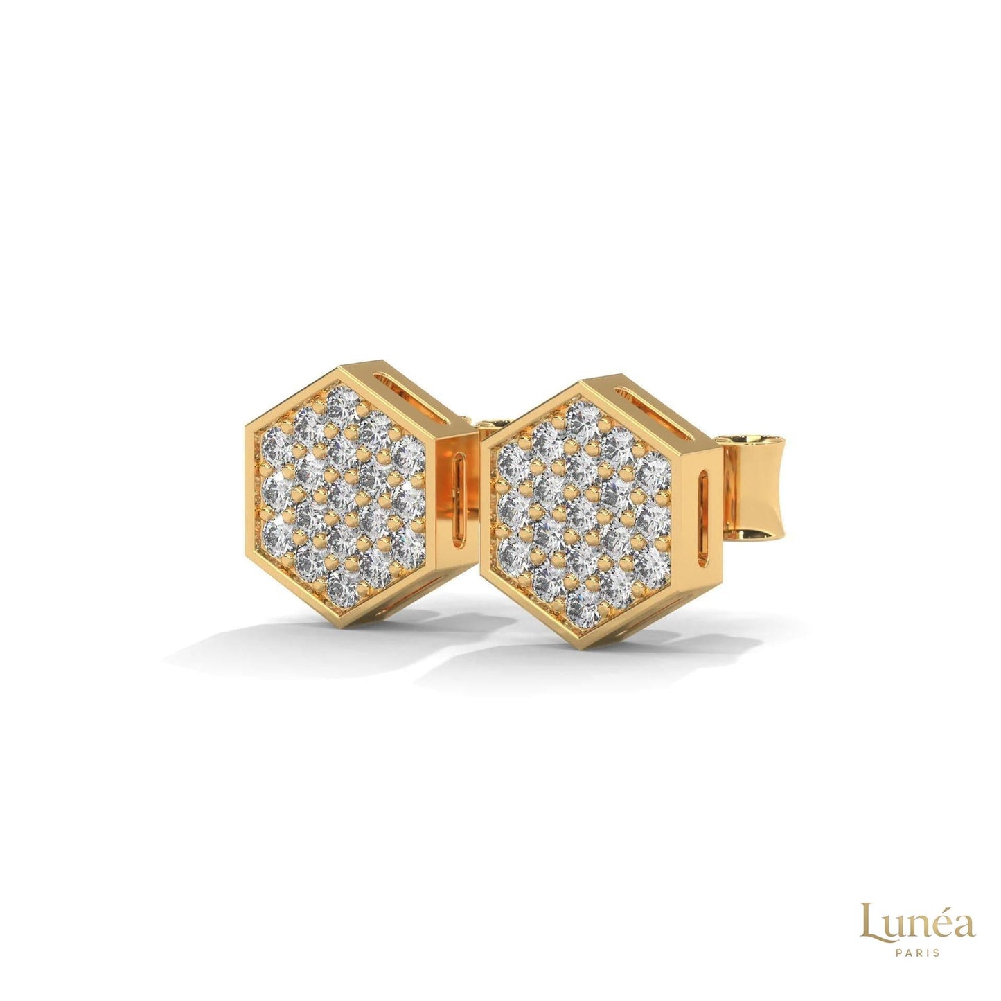 0.30 CT. Hexagon Pavé Diamond Stud Earrings