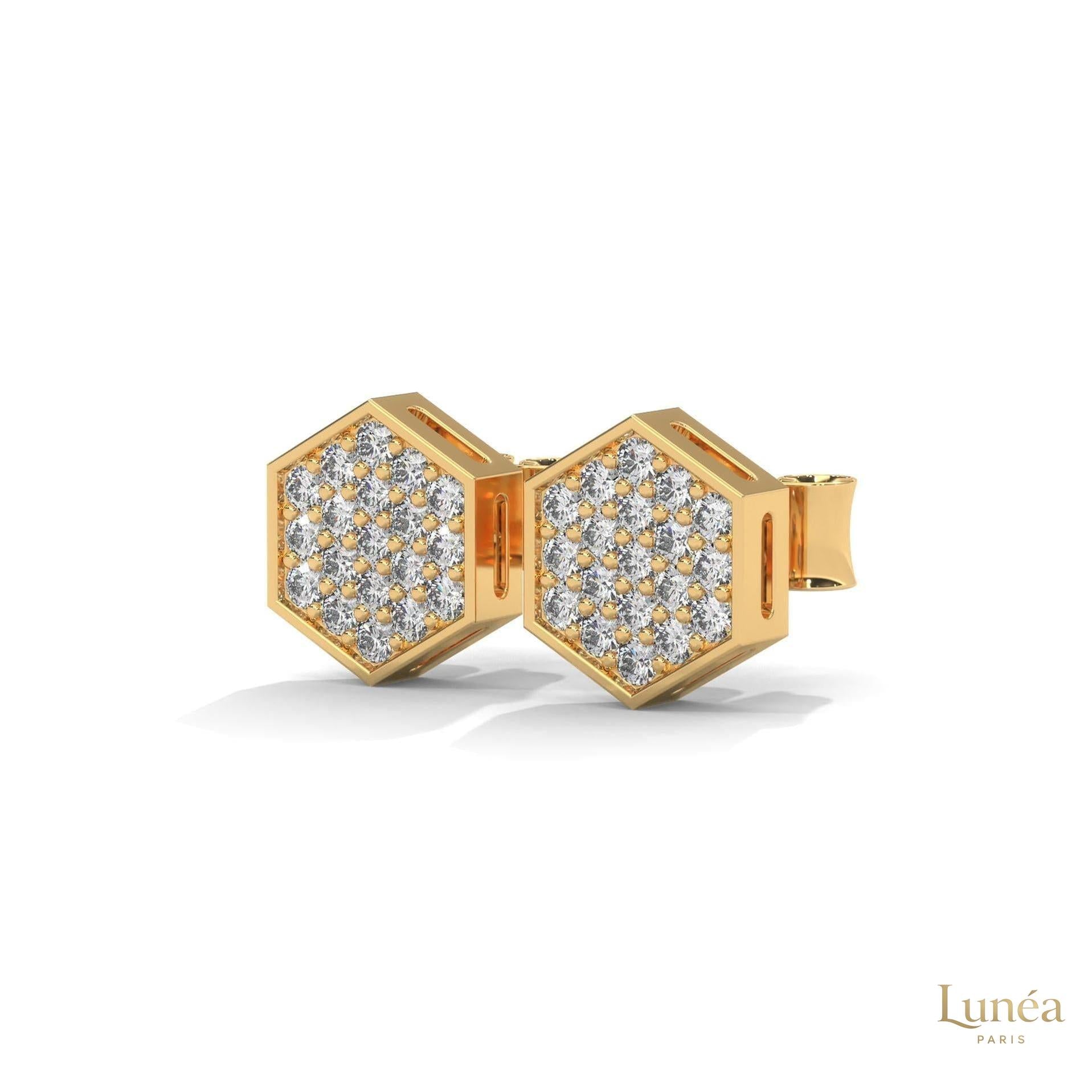 0.30 CT. Hexagon Pavé Diamond Stud Earrings