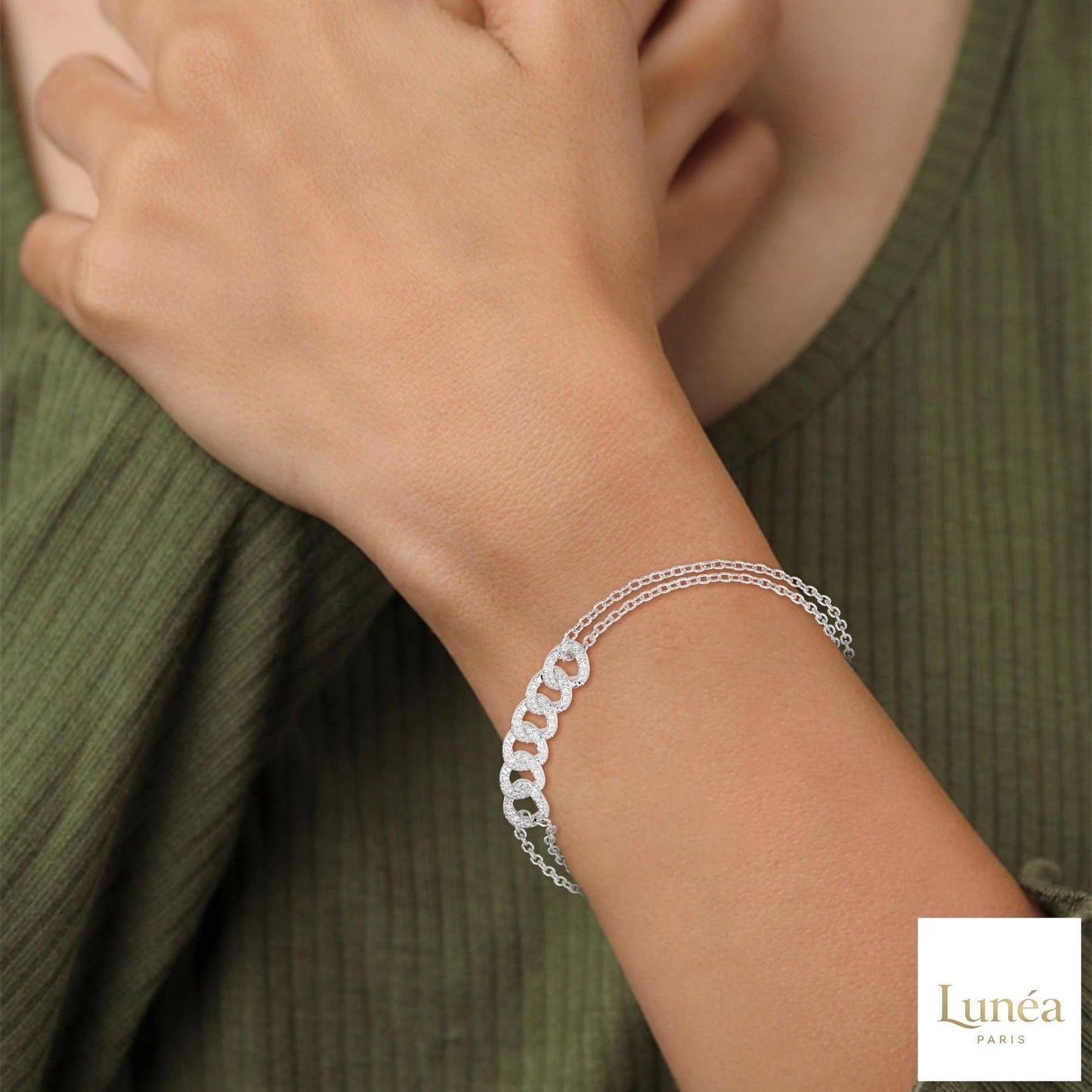 0.30 Ct. Lab Diamond Double Chain Link Bracelet