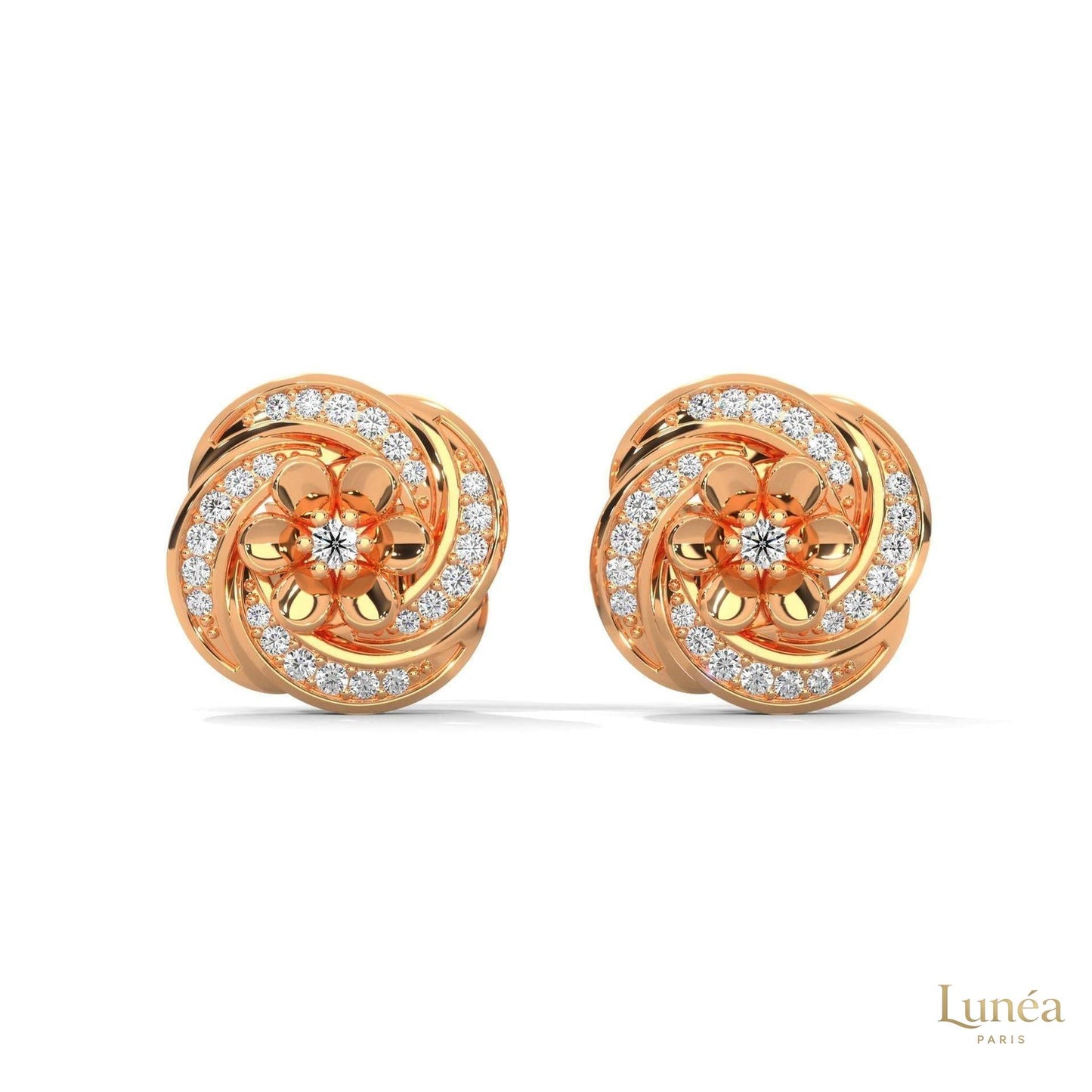 0.40 CT. Floral Cluster Diamond Stud Earrings