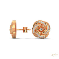 0.40 CT floral cluster diamond stud earrings in 14K rose gold with round brilliant lab-grown diamonds.