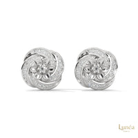 0.40 CT floral cluster diamond stud earrings in 14K gold with round brilliant lab-grown diamonds in a delicate petal design.