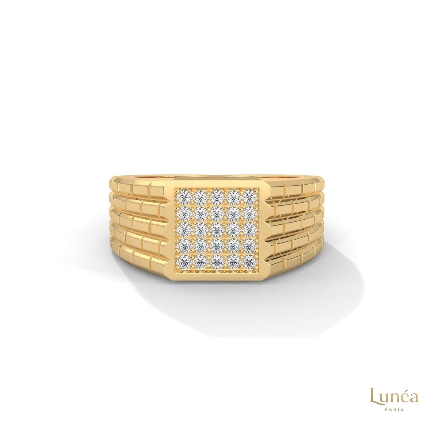 0.40 Ct. Pavé Brick-Link Lab Diamond Men’s Ring