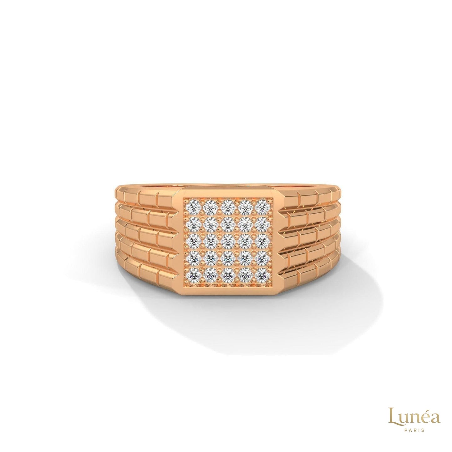 0.40 Ct. Pavé Brick-Link Lab Diamond Men’s Ring