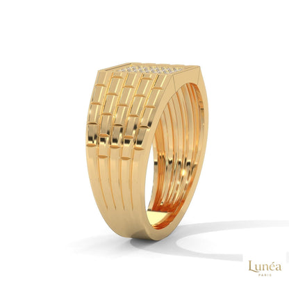 0.40 Ct. Pavé Brick-Link Lab Diamond Men’s Ring