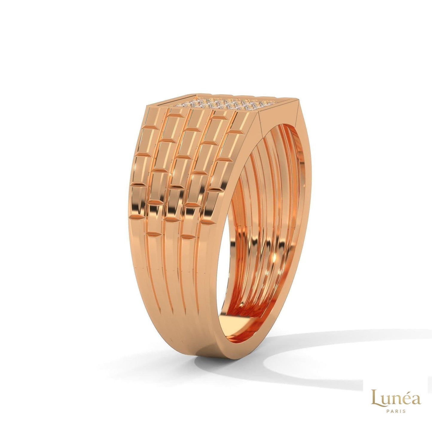 0.40 Ct. Pavé Brick-Link Lab Diamond Men’s Ring