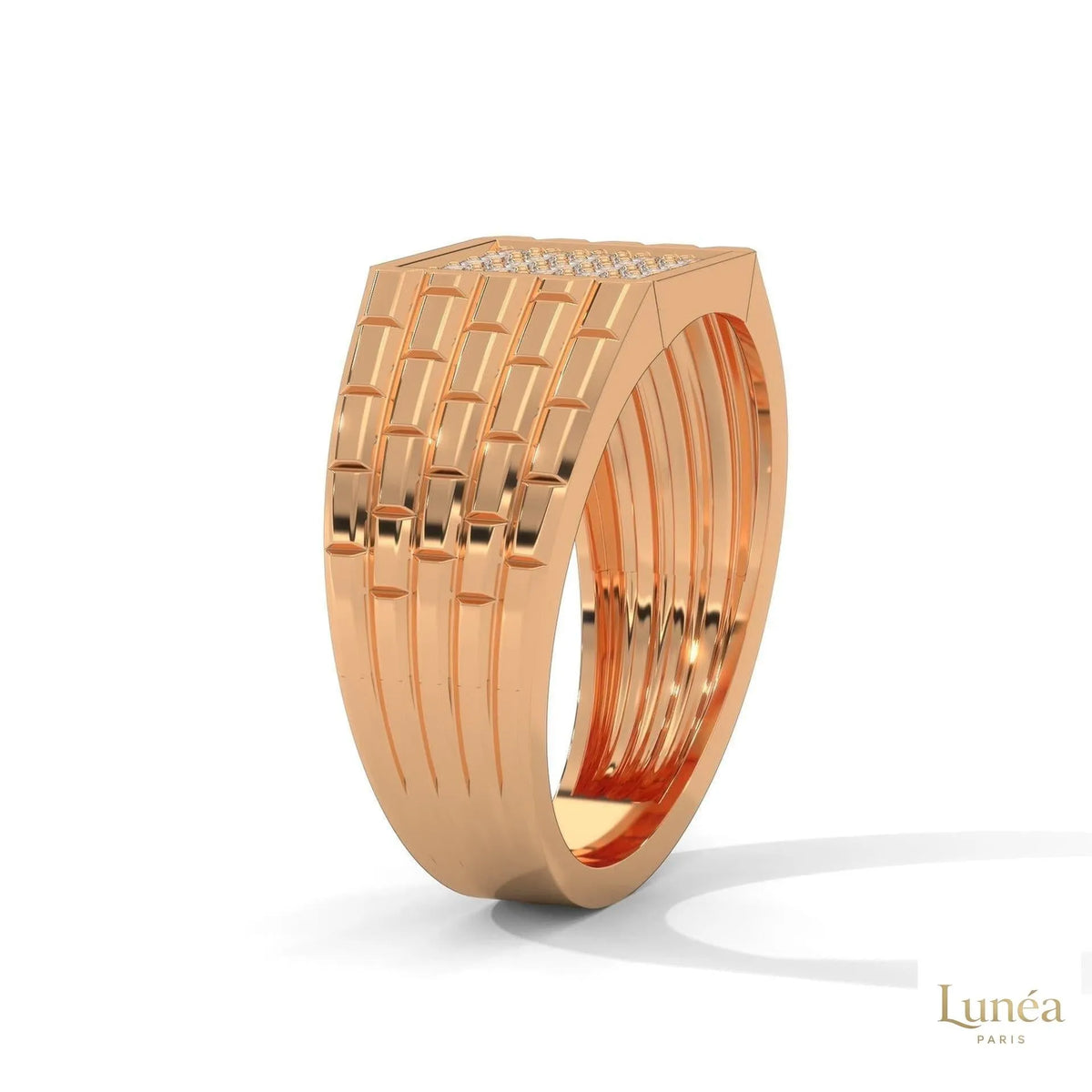 0.40 Ct. Pavé Brick-Link Lab Diamond Men’s Ring