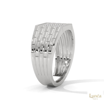 0.40 Ct. Pavé Brick-Link Lab Diamond Men’s Ring