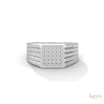 0.40 Ct. Pavé Brick-Link Lab Diamond Men’s Ring