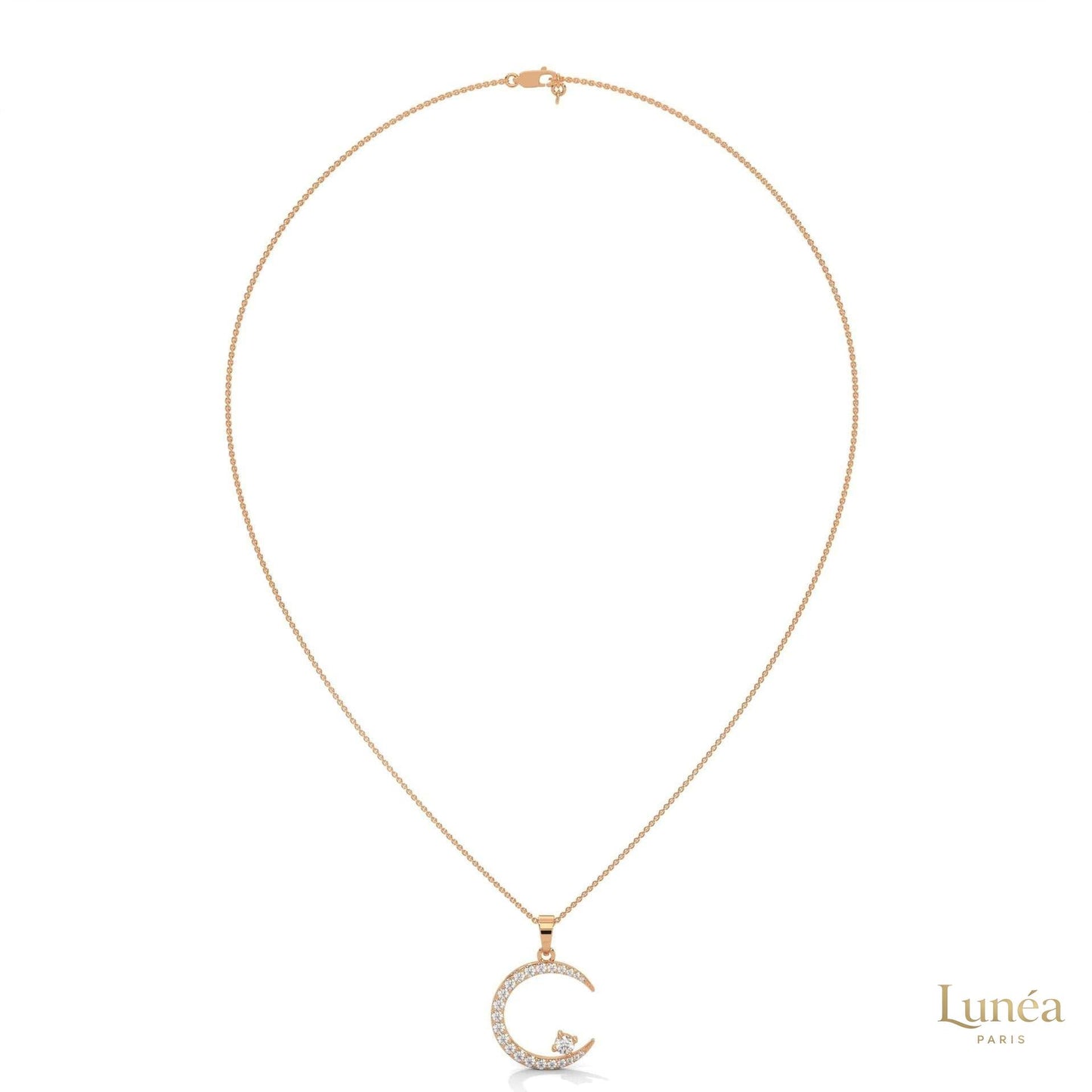 0.50 CT. Crescent Moon Diamond Pendant