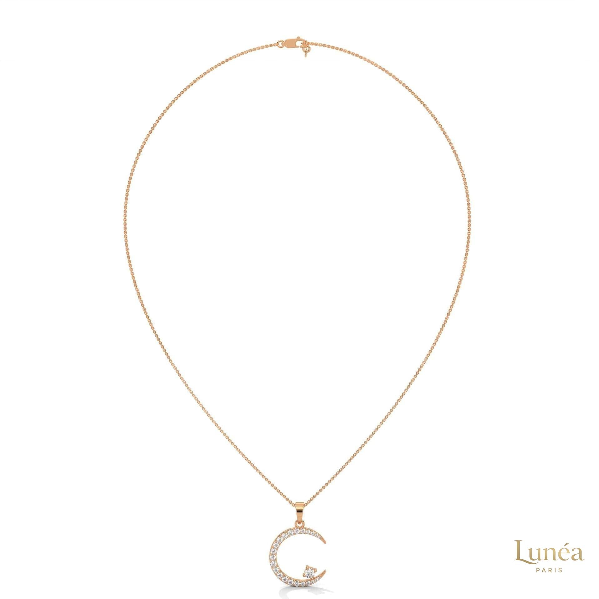 0.50 CT. Crescent Moon Diamond Pendant
