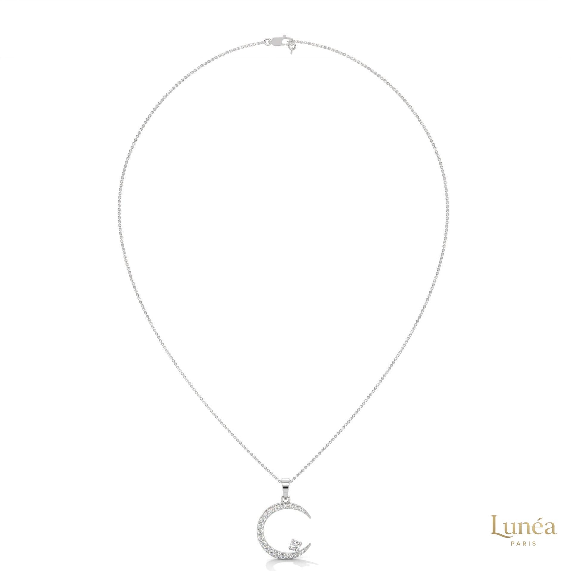 0.50 CT. Crescent Moon Diamond Pendant
