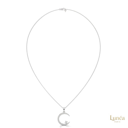 0.50 CT. Crescent Moon Diamond Pendant