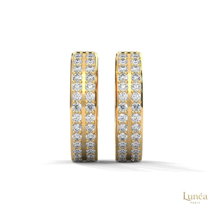 0.50 CT. Double Row Diamond Hoop Earrings