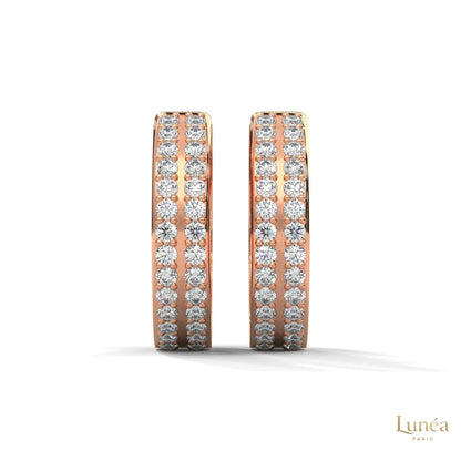 0.50 CT. Double Row Diamond Hoop Earrings
