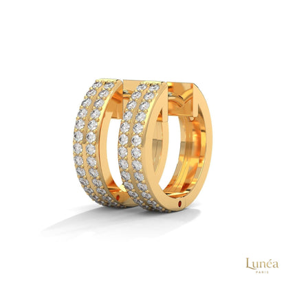 0.50 CT. Double Row Diamond Hoop Earrings