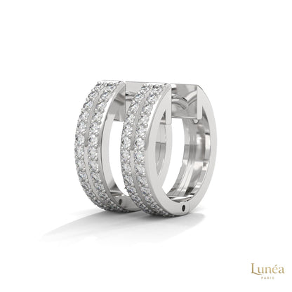 0.50 CT. Double Row Diamond Hoop Earrings