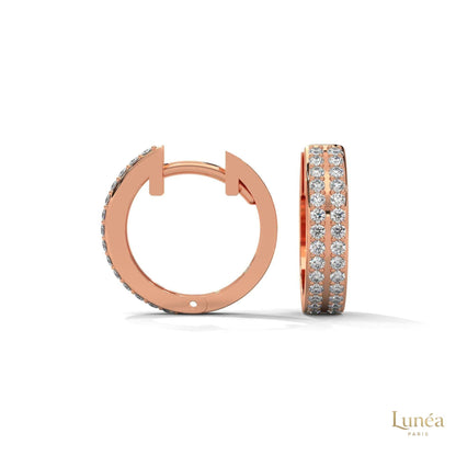 0.50 CT. Double Row Diamond Hoop Earrings