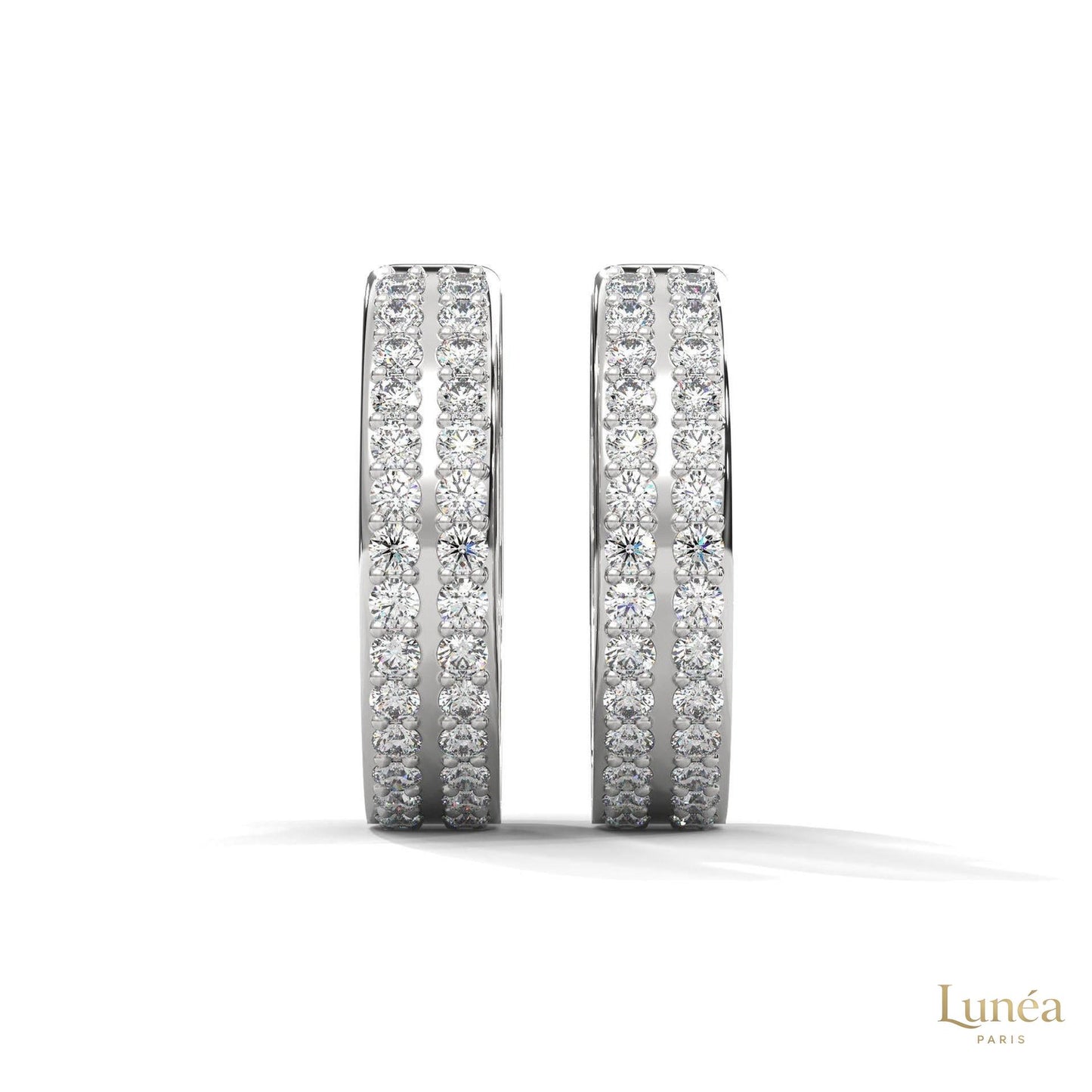 0.50 CT. Double Row Diamond Hoop Earrings