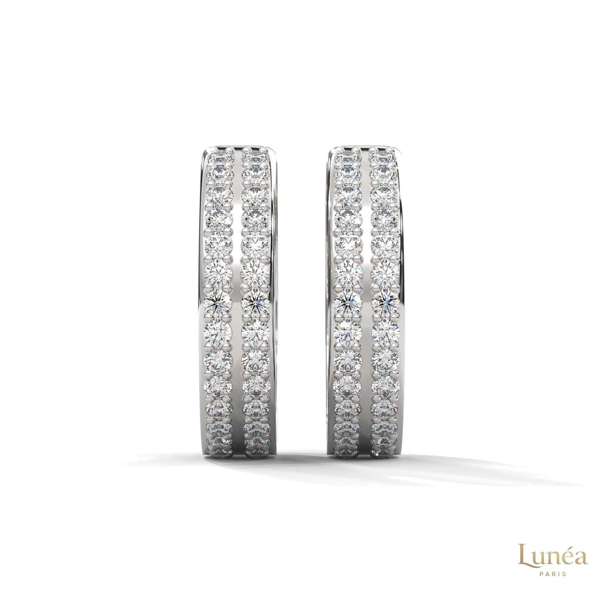 0.50 CT. Double Row Diamond Hoop Earrings