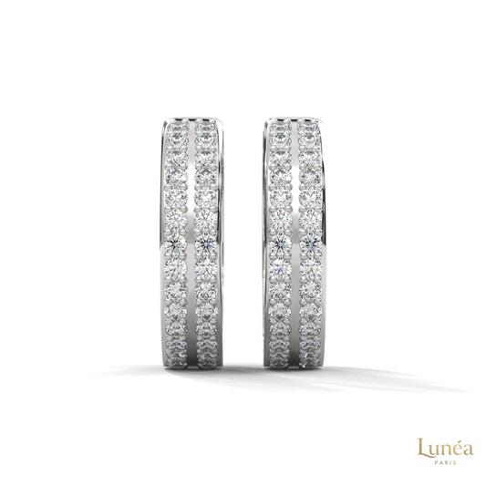 0.50 CT. Double Row Diamond Hoop Earrings