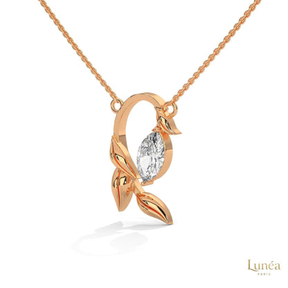 0.50 CT. Floral Marquise Diamond Pendant