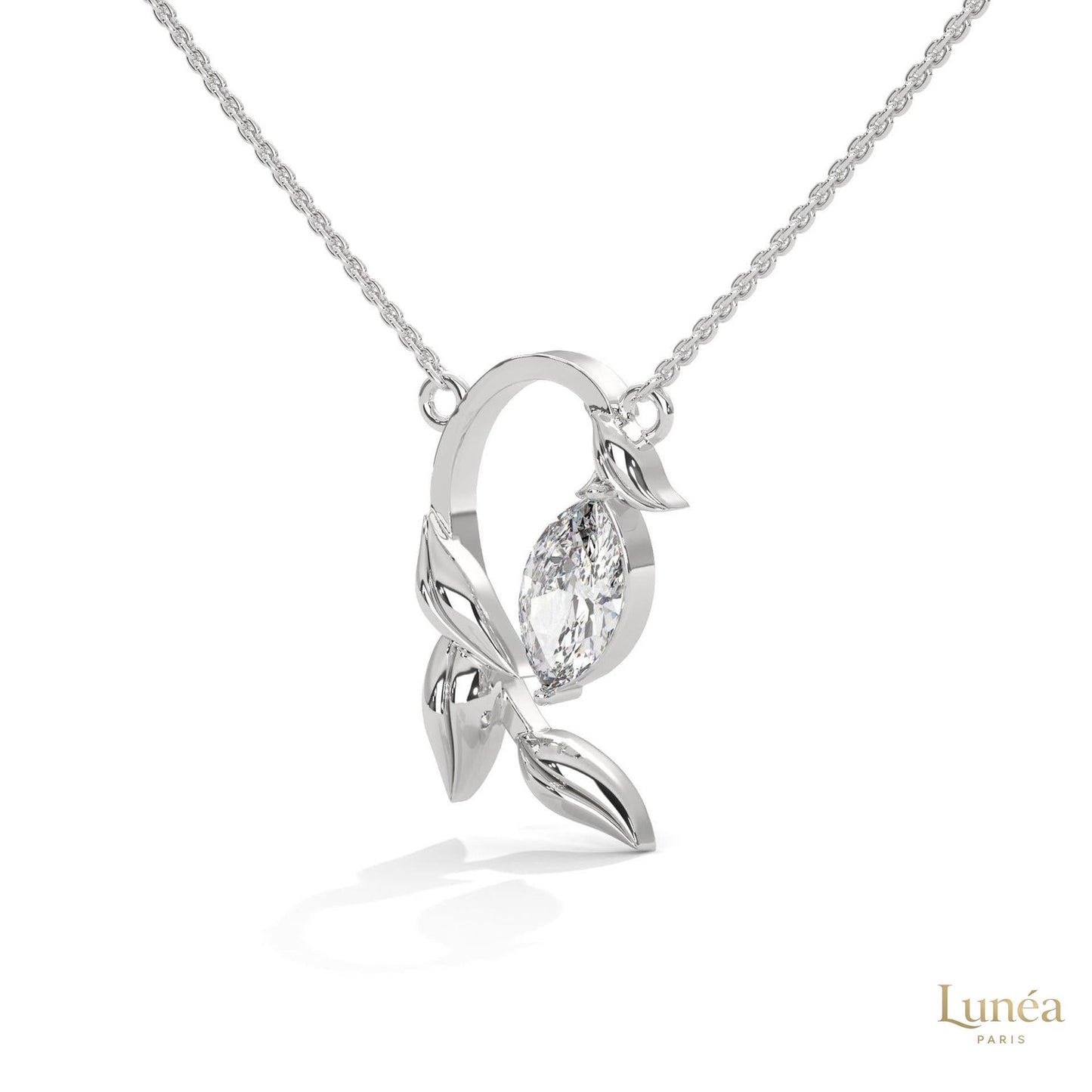 0.50 CT. Floral Marquise Diamond Pendant