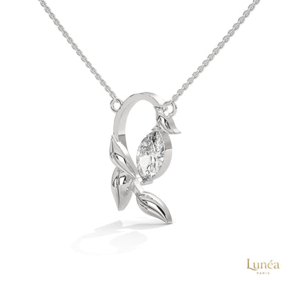 0.50 CT. Floral Marquise Diamond Pendant