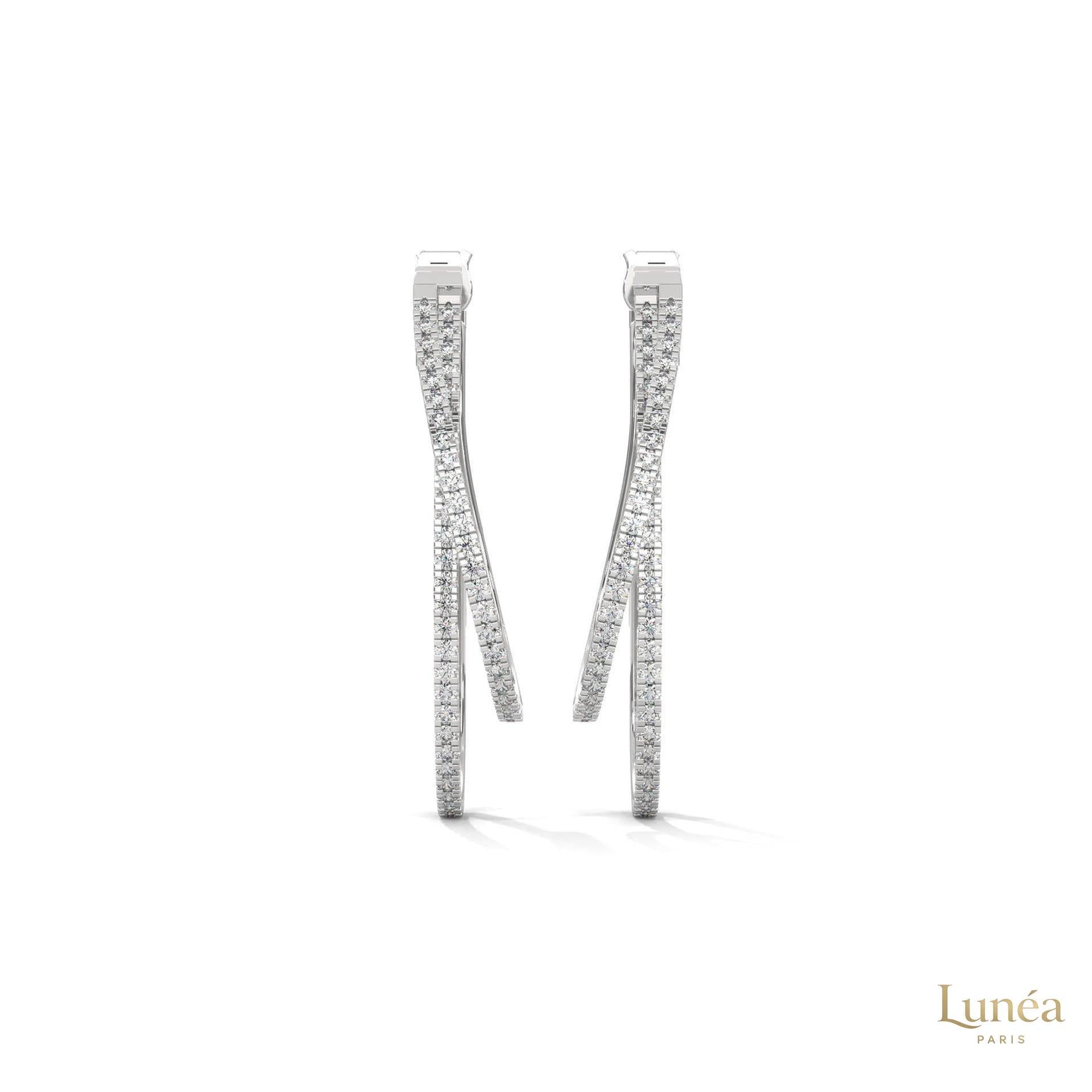 0.60 CT. Diamond Double Teardrop Hoop Earrings