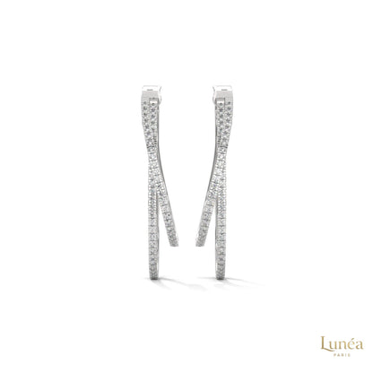 0.60 CT. Diamond Double Teardrop Hoop Earrings